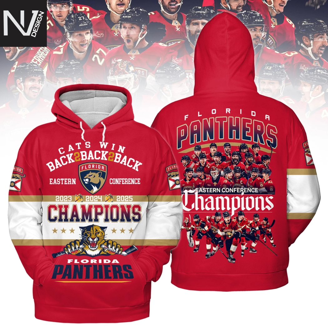2025 Eastern Conference Champions Florida Panthers Back 2 Back 2 Back Hoodie 2025 Eastern Conference Champions Florida Panthers Back 2 Back 2 Back Hoodie