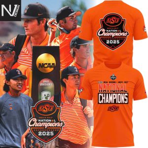 2025 NCAA Mens Golf National Champions Oklahoma State Cowboys Golf 3D T-Shirt – Orange