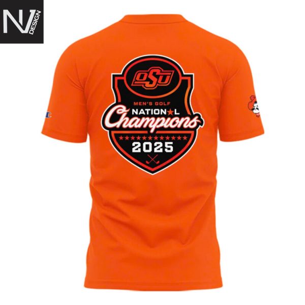 2025 NCAA Mens Golf National Champions Oklahoma State Cowboys Golf 3D T-Shirt – Orange