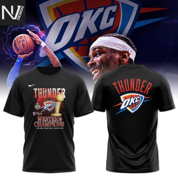 2025 Western Conference Champions National Basketball Association Oklahoma City Thunders Finals 3D T-Shirt – Black