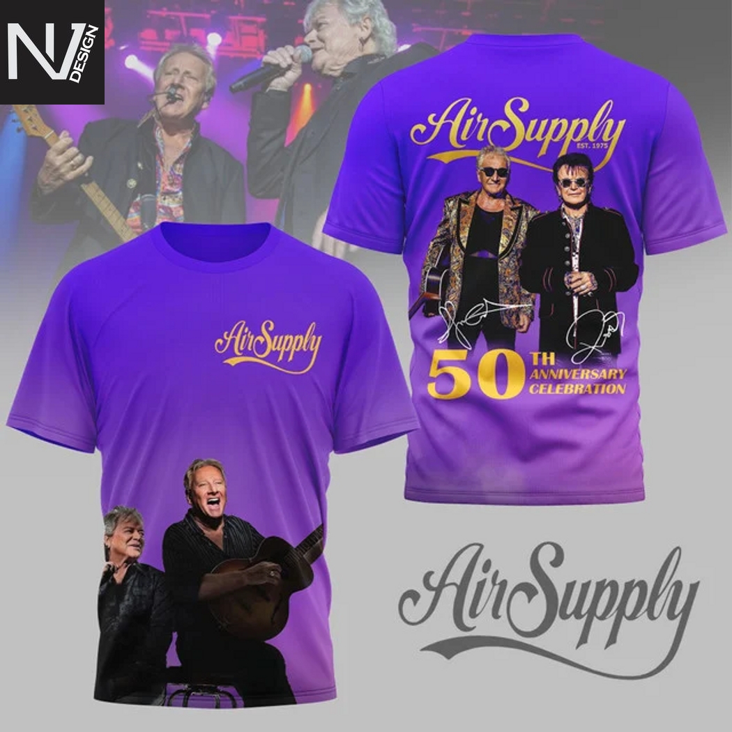 Air Supply 50th Anniversary Celebration Signature 3D T-Shirt Air Supply 50th Anniversary Celebration Signature 3D T-Shirt