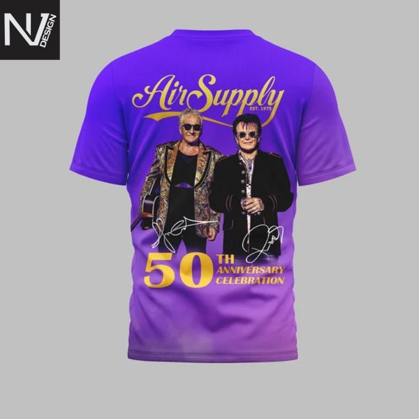 Air Supply 50th Anniversary Celebration Signature 3D T-Shirt