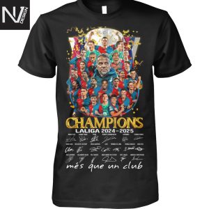 Barcelona Champions Laliga 2024-2025 Signature Mes Que Un Club Unisex T-Shirt