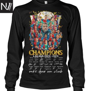 Barcelona Champions Laliga 2024-2025 Signature Mes Que Un Club Unisex T-Shirt