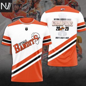 Buffalo Bandits 2025 National Lacrosse League Champions Back To Back To Back 3D T-Shirt