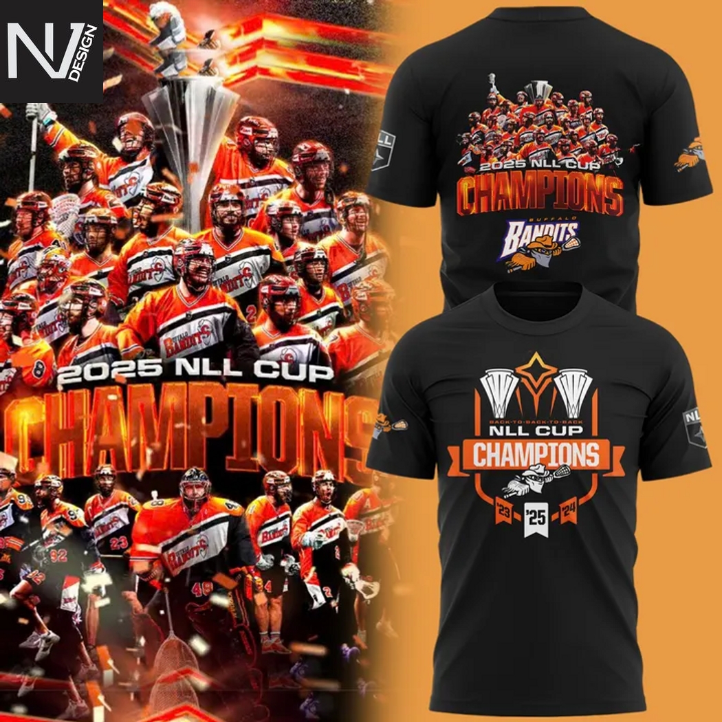 Buffalo Bandits Champions NLL Cup 2025 3D T-Shirt Buffalo Bandits Champions NLL Cup 2025 3D T-Shirt
