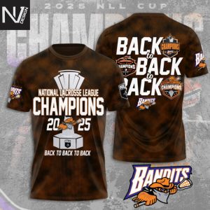 Buffalo Bandits National Lacrosse League Champions 2025 Back To Back To Back 3D T-Shirt