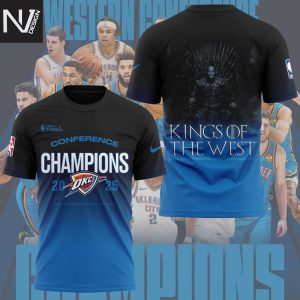 Conference Champions 2025 Oklahoma City Thunder King Of The West 3D T-Shirt