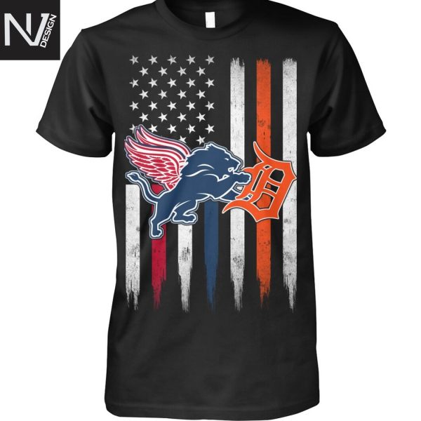 Detroit Lions x Detroit Tigers x Detroit Red Wings Unisex T-Shirt