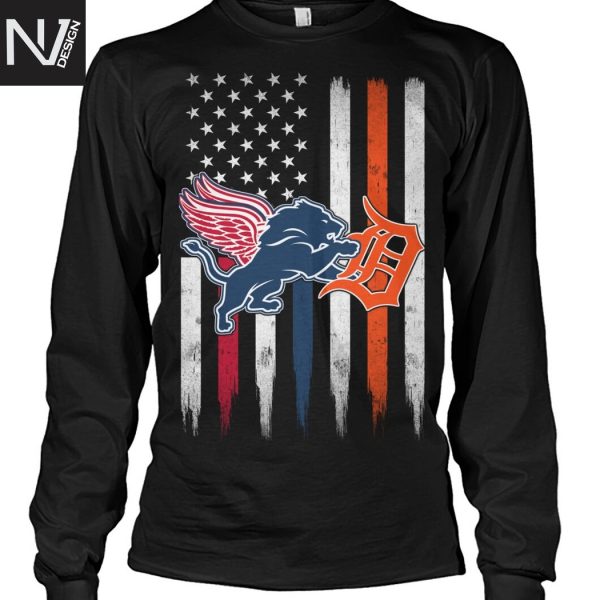 Detroit Lions x Detroit Tigers x Detroit Red Wings Unisex T-Shirt