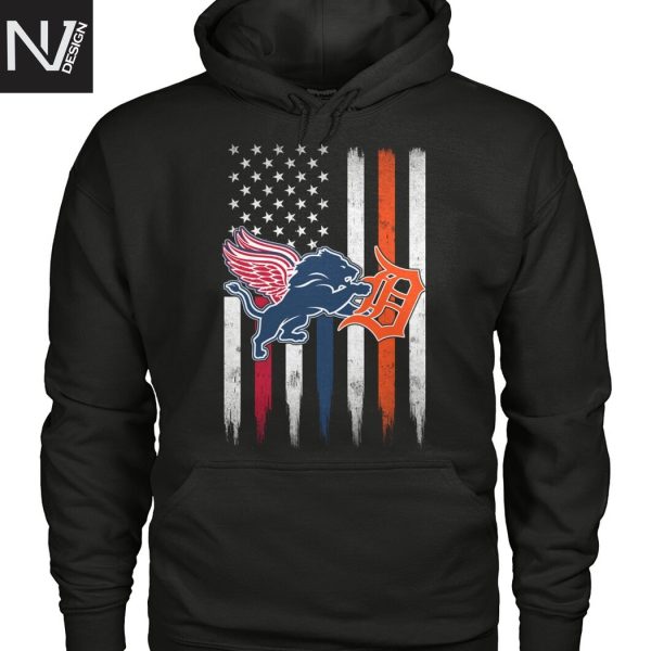 Detroit Lions x Detroit Tigers x Detroit Red Wings Unisex T-Shirt