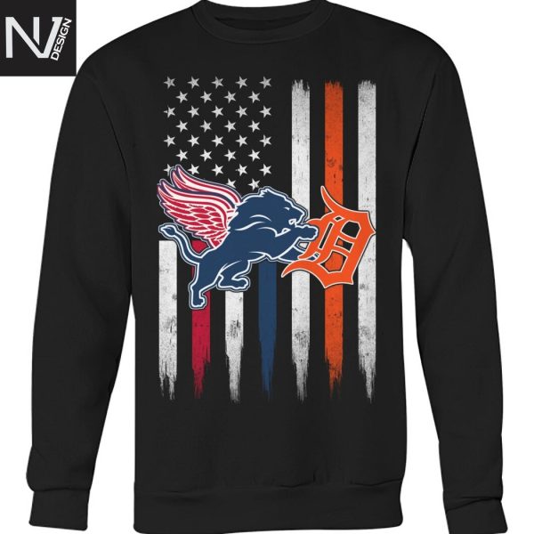 Detroit Lions x Detroit Tigers x Detroit Red Wings Unisex T-Shirt