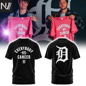 Detroit Tigers Everybody Vs Cancers 3D T-Shirt – Black