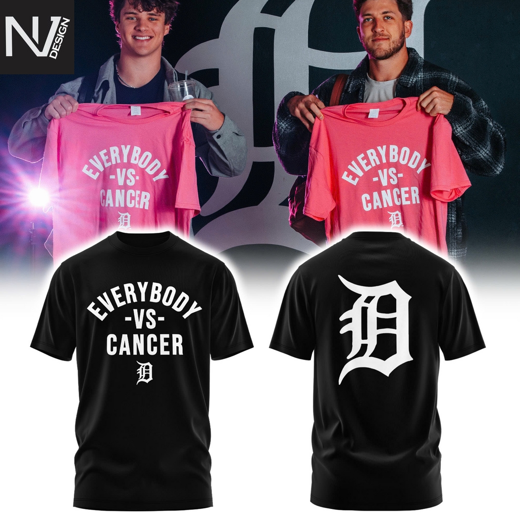 Detroit Tigers Everybody Vs Cancers 3D T-Shirt - Black Detroit Tigers Everybody Vs Cancers 3D T-Shirt - Black