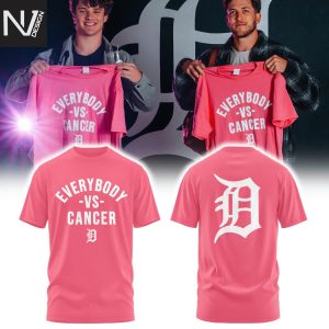Detroit Tigers Everybody Vs Cancers 3D T-Shirt – Pink