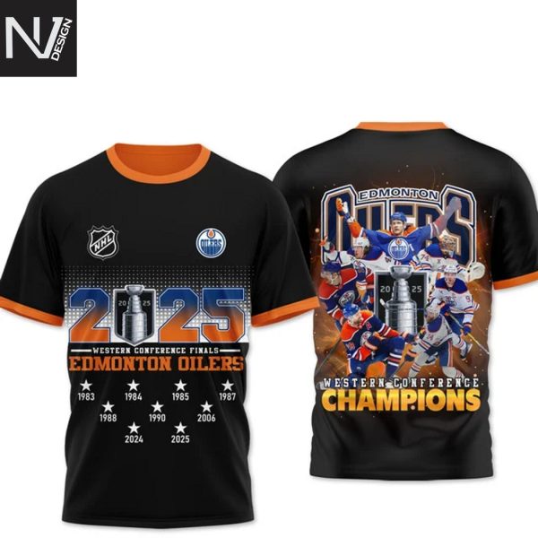 Edmonton Oilers Western Conference Champions 2025 3D T-Shirt