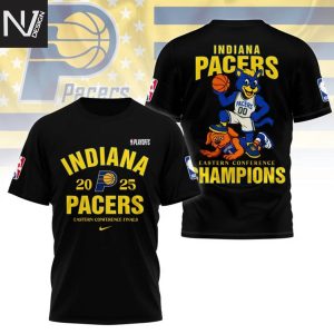 Indiana Pacers 2025 Eastern Conference Finals Champions 3D T-Shirt – Black