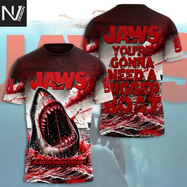 Jaws Youre Gonna Need A Bigger Boat 50th Anniversary 3D T-Shirt