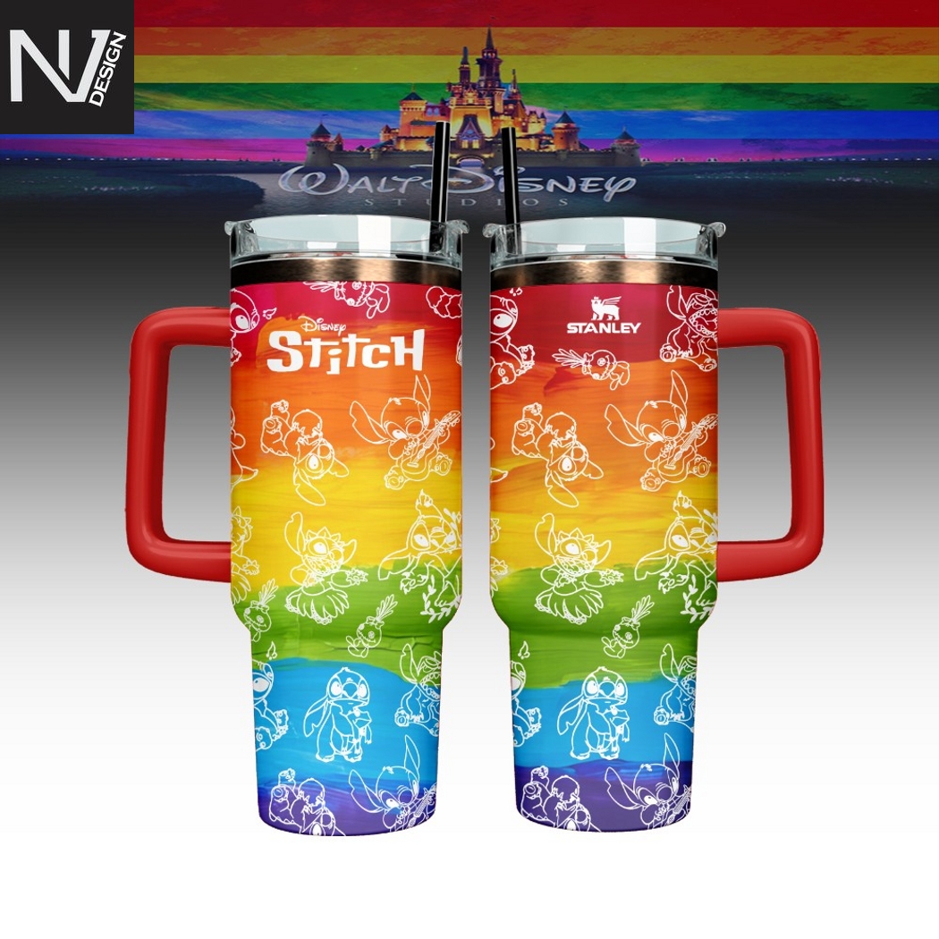 Lilo And Stitch x Pride Month Tumbler With Handle And Straw Lilo And Stitch x Pride Month Tumbler With Handle And Straw