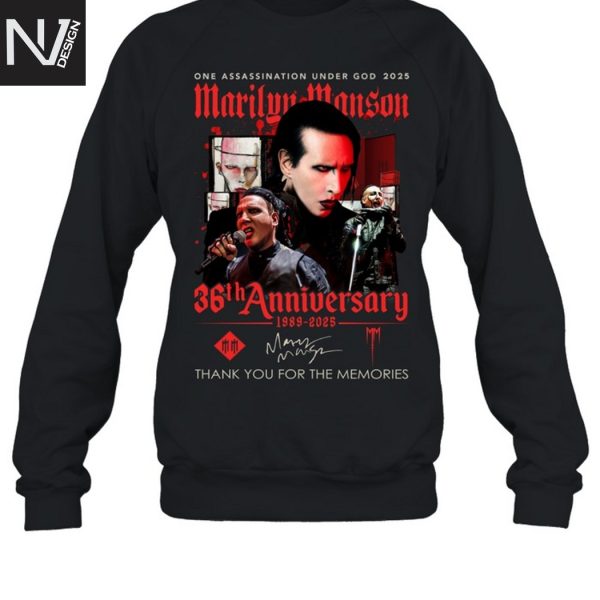 Marilyn Manson One Assassination Under God 36th Anniversary 1989-2025 Signature Thank You For The Memories Unisex T-Shirt