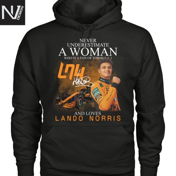 Never Underestimate A Woman Who Is A Fan Of Formula 1 And Love Lando Norris Signature Unisex T-Shirt