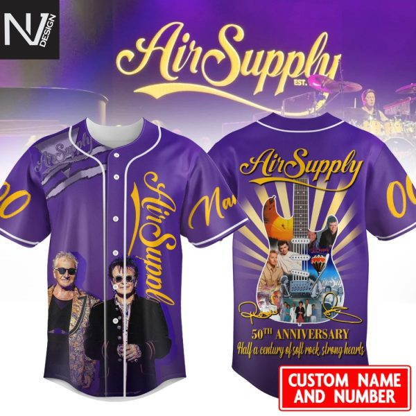 Personalized Air Supply 50th Anniversary Baseball Jersey