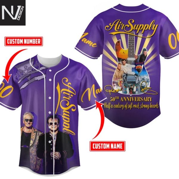 Personalized Air Supply 50th Anniversary Baseball Jersey
