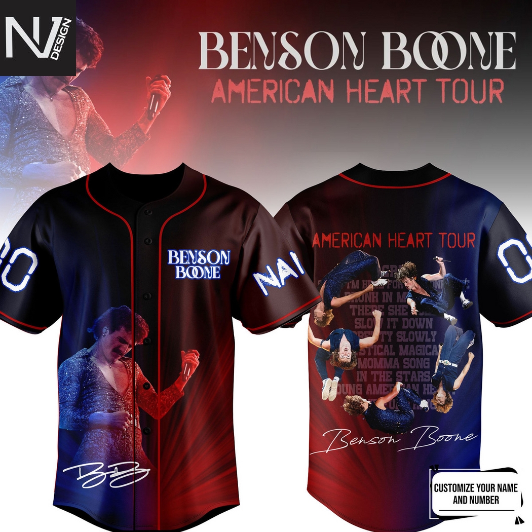 Personalized Benson Boone American Heart Tour Baseball Jersey Personalized Benson Boone American Heart Tour Baseball Jersey