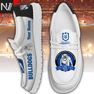 Personalized Canterbury-Bankstown Bulldogs 90th Anniversary 1935-2025 Hey Dude Shoes – White