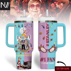Personalized Elton John Rocket Man Tumbler With Handle And Straw