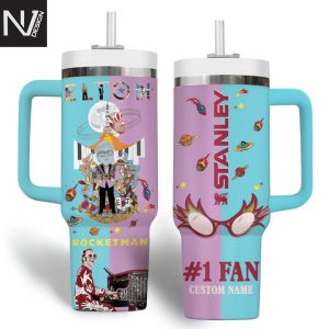 Personalized Elton John Rocket Man Tumbler With Handle And Straw