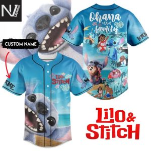 Personalized Lilo & Stitch Ohana Means Family Baseball Jersey