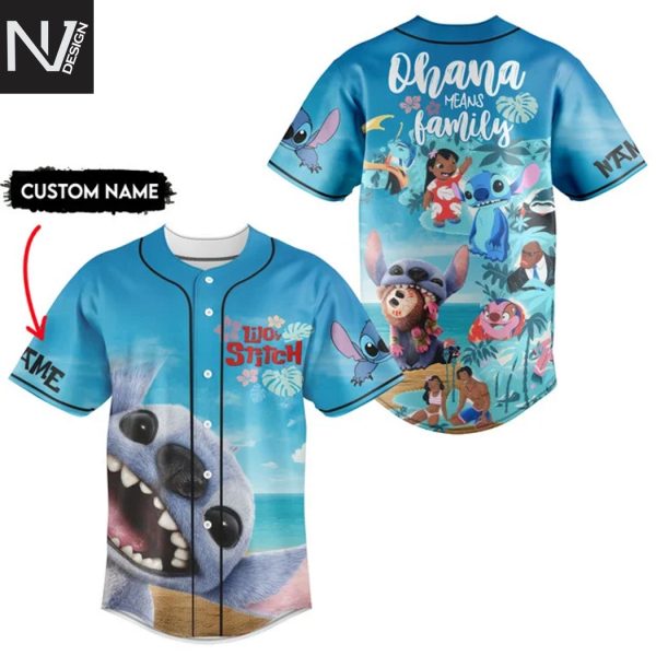 Personalized Lilo & Stitch Ohana Means Family Baseball Jersey