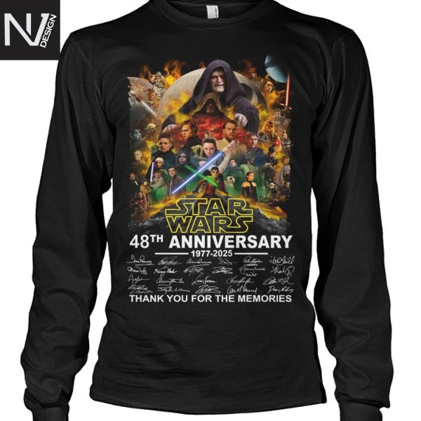 Star Wars 48th Anniversary 1977-2025 Signature Thank You For The Memories Unisex T-Shirt