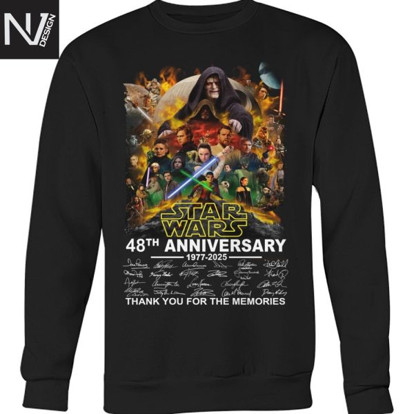 Star Wars 48th Anniversary 1977-2025 Signature Thank You For The Memories Unisex T-Shirt