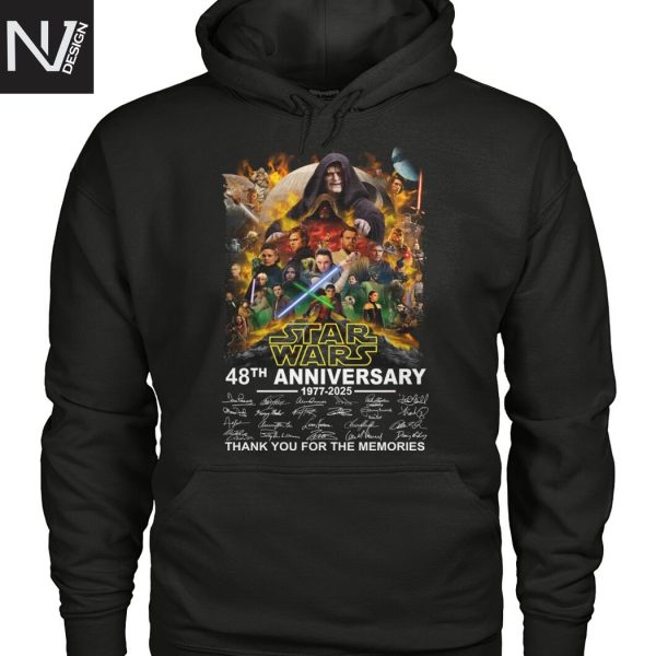 Star Wars 48th Anniversary 1977-2025 Signature Thank You For The Memories Unisex T-Shirt