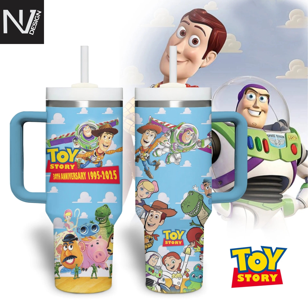 Toy Story 30th Anniversary 1995-2025 Tumbler With Handle And Straw Toy Story 30th Anniversary 1995-2025 Tumbler With Handle And Straw