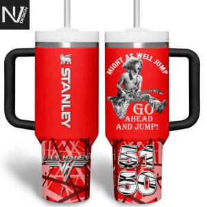Van Halen Might As Well Jump Go Ahead And Jump Tumbler With Handle And Straw