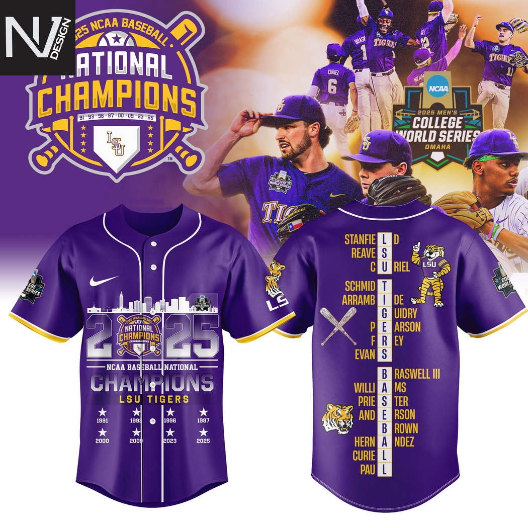 2025 LSU Tigers 2025 NCAA Division National Champions Baseball Jersey 2025 LSU Tigers 2025 NCAA Division National Champions Baseball Jersey