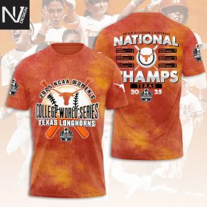2025 NCAA Women College World Series Texas Longhorns Softball 3D T-Shirt