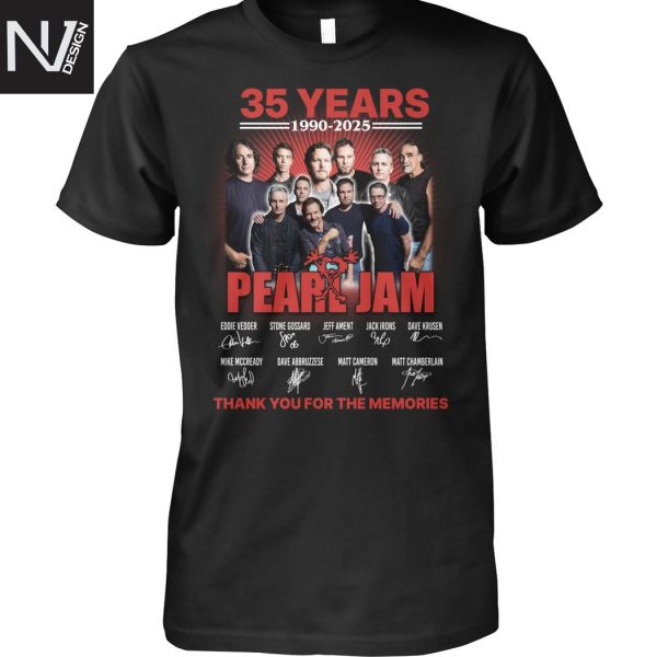 35 Years Pearl Jam 1990-2025 Signature Thank You For The Memories Unisex T-Shirt