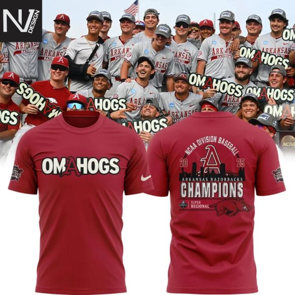 Arkansas Razorbacks Baseball Omahogs Super Regionals Champions 3D T-Shirt