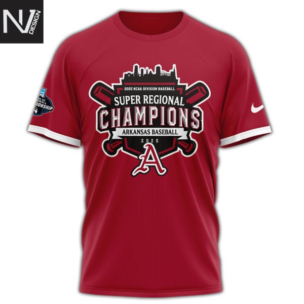 Arkansas Razorbacks 2025 Super Regionals Champions 3D T-Shirt
