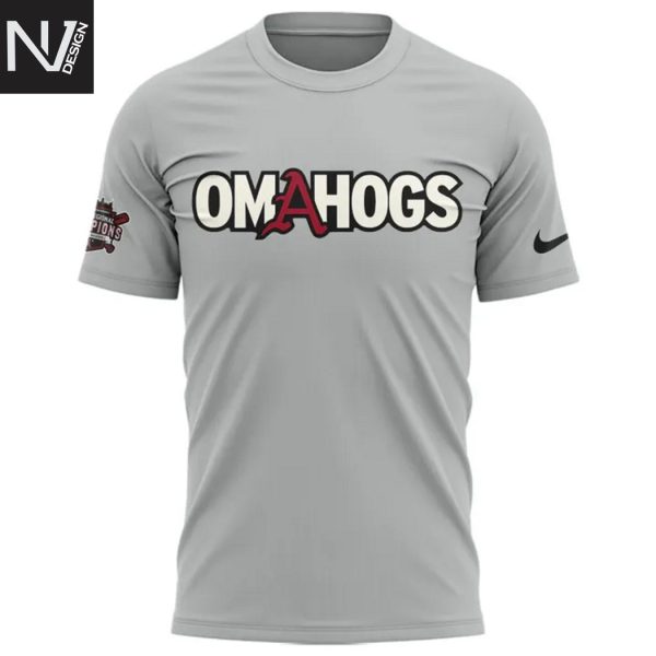 Arkansas Razorbacks Baseball College World Series 2025 Omahogs 3D T-Shirt – Grey