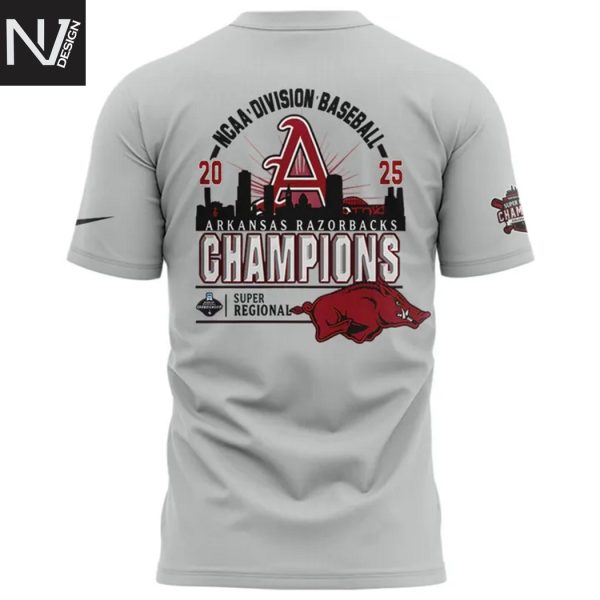 Arkansas Razorbacks Baseball College World Series 2025 Omahogs 3D T-Shirt – Grey