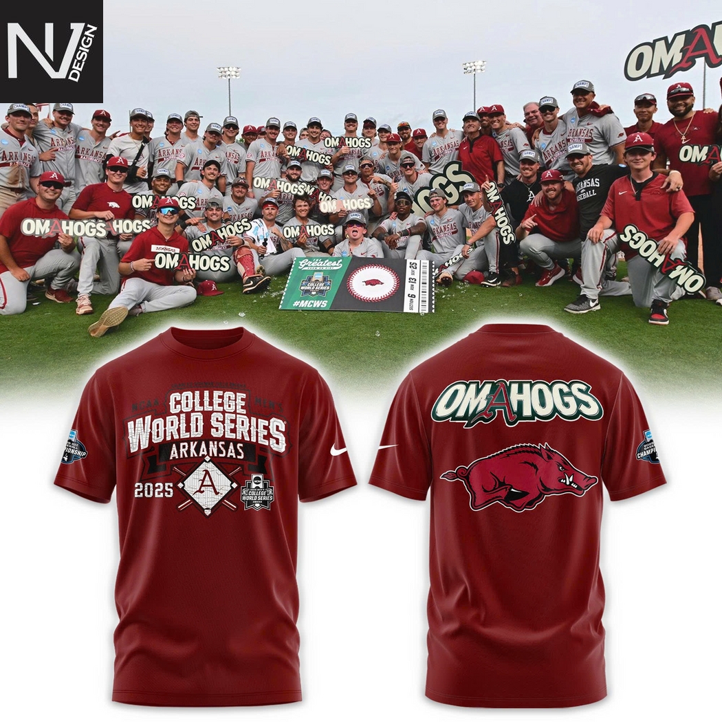 Arkansas Razorbacks College World Series 2025 Omahogs 3D T-Shirt Arkansas Razorbacks College World Series 2025 Omahogs 3D T-Shirt