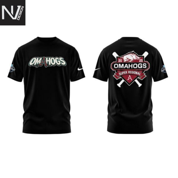 Arkansas Razorbacks Super Regional 2025 Omahogs 3D T-Shirt – Black