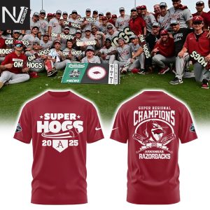 Arkansas Razorbacks Super Regional Champions 2025 Super Hogs 3D T-Shirt