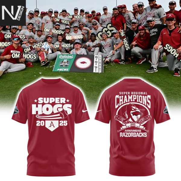 Arkansas Razorbacks Super Regional Champions 2025 Super Hogs 3D T-Shirt