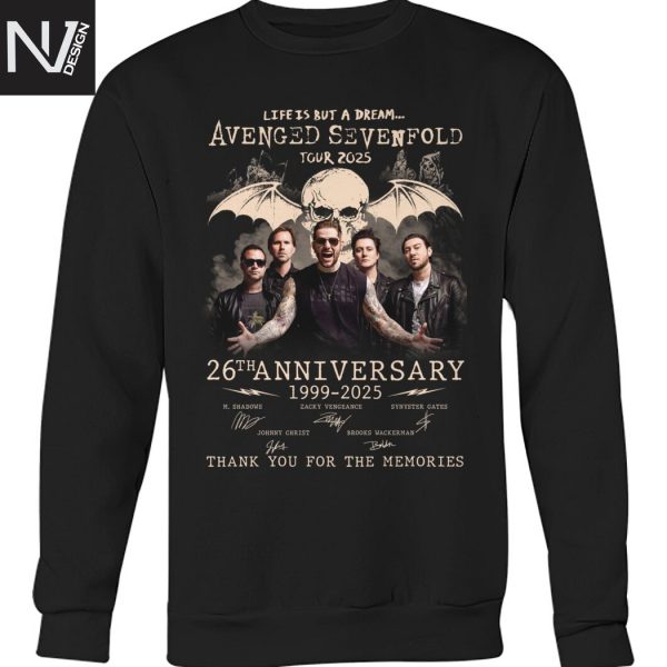Avenged Sevenfold Life Is But A Dream Tour 2025 26th Anniversary 1999-2025 Signature Thank You For The Memories Unisex T-Shirt
